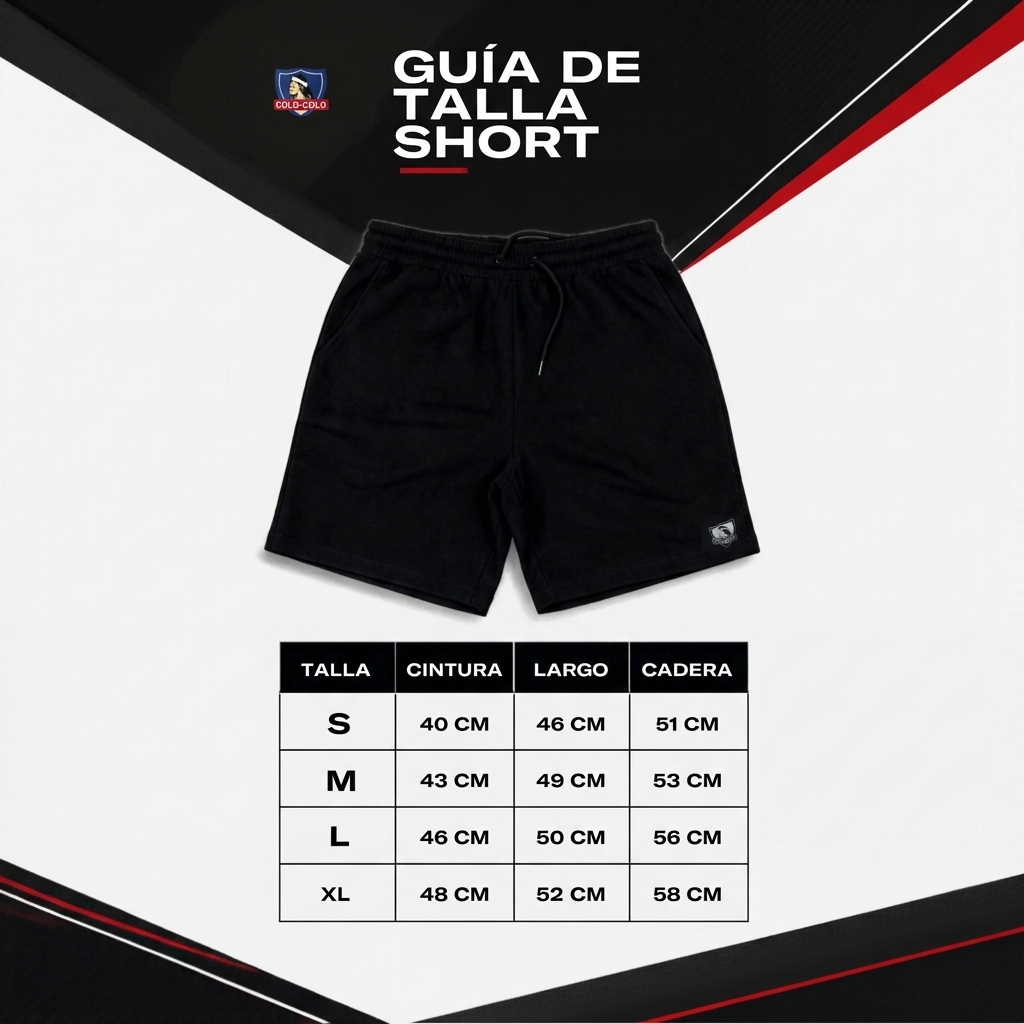 Short Hombre Colo Colo Negro Minilogo
