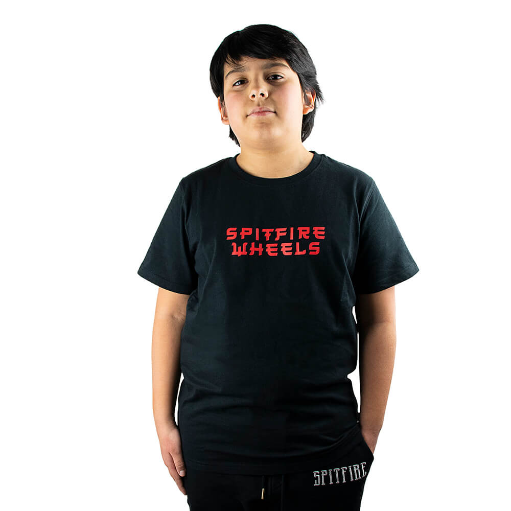 Polera manga corta niño spitfire bighead sfw negra
