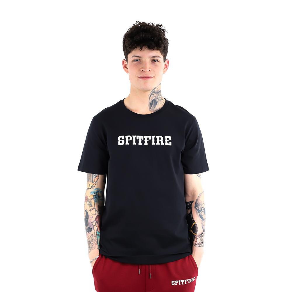Polera de manga corta spitfire negra emblem street culture season