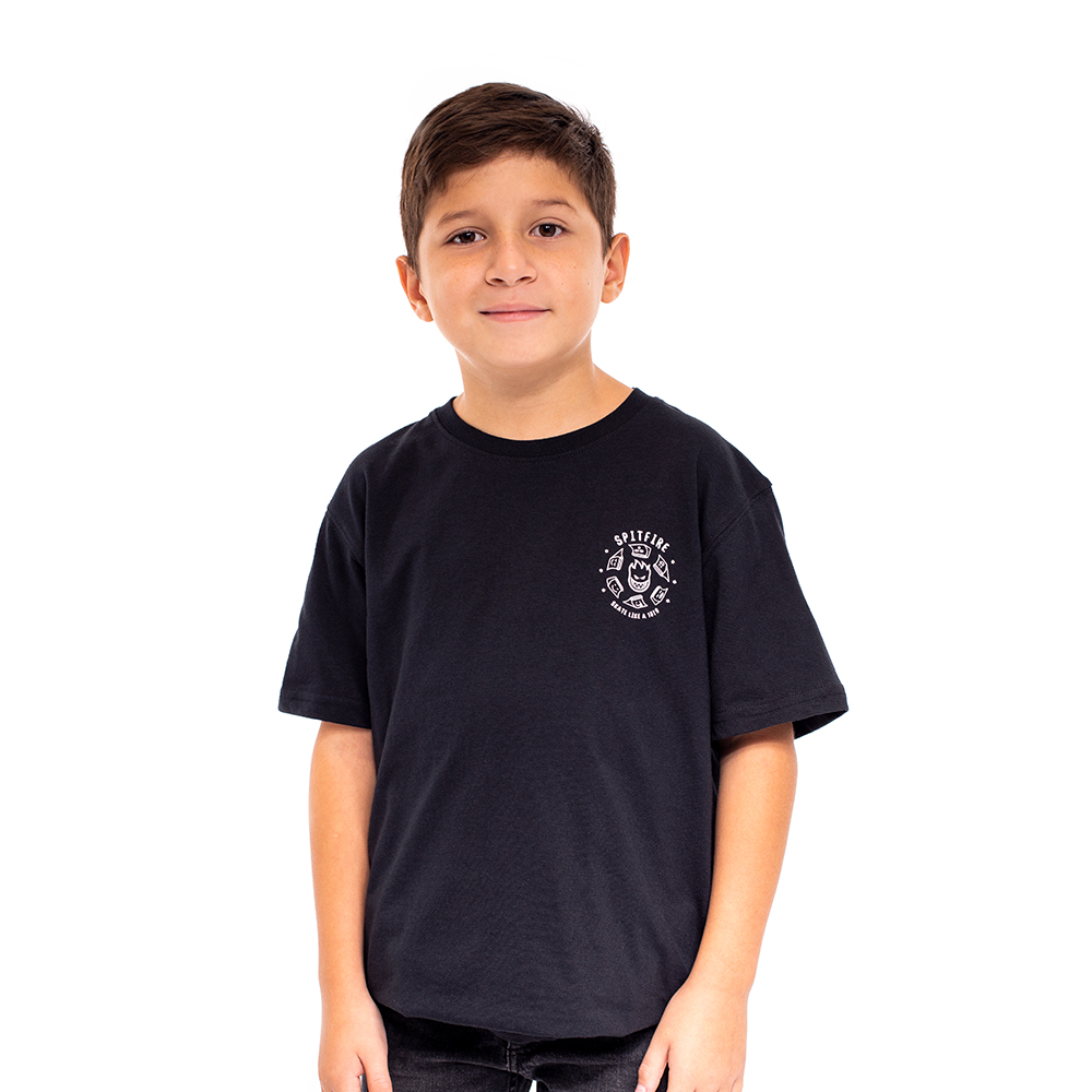 Polera Niño Skate Like A Girl Negro Blanco Spitfire