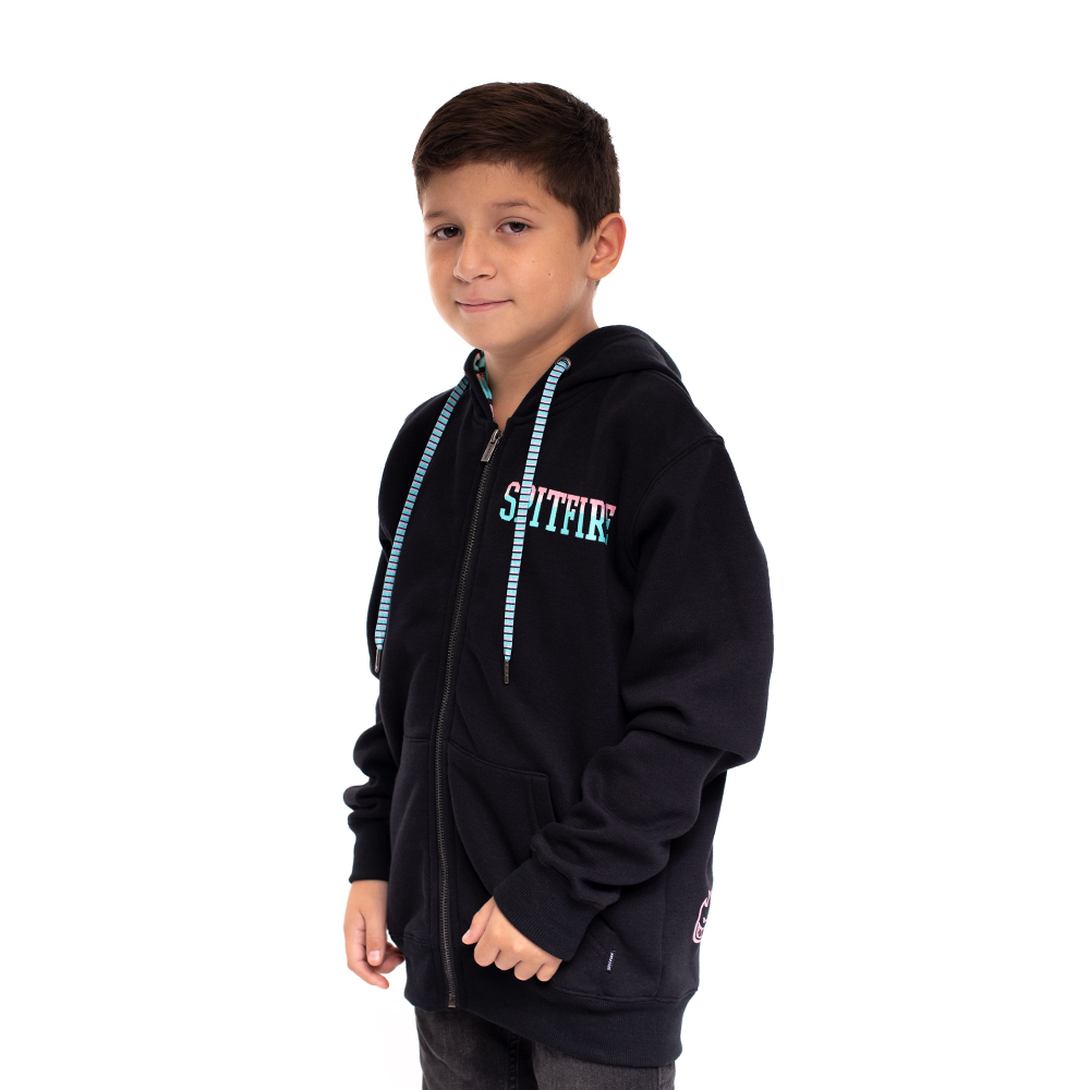 Polerón Con Cierre Y Capucha Niño Spitfire Negro
