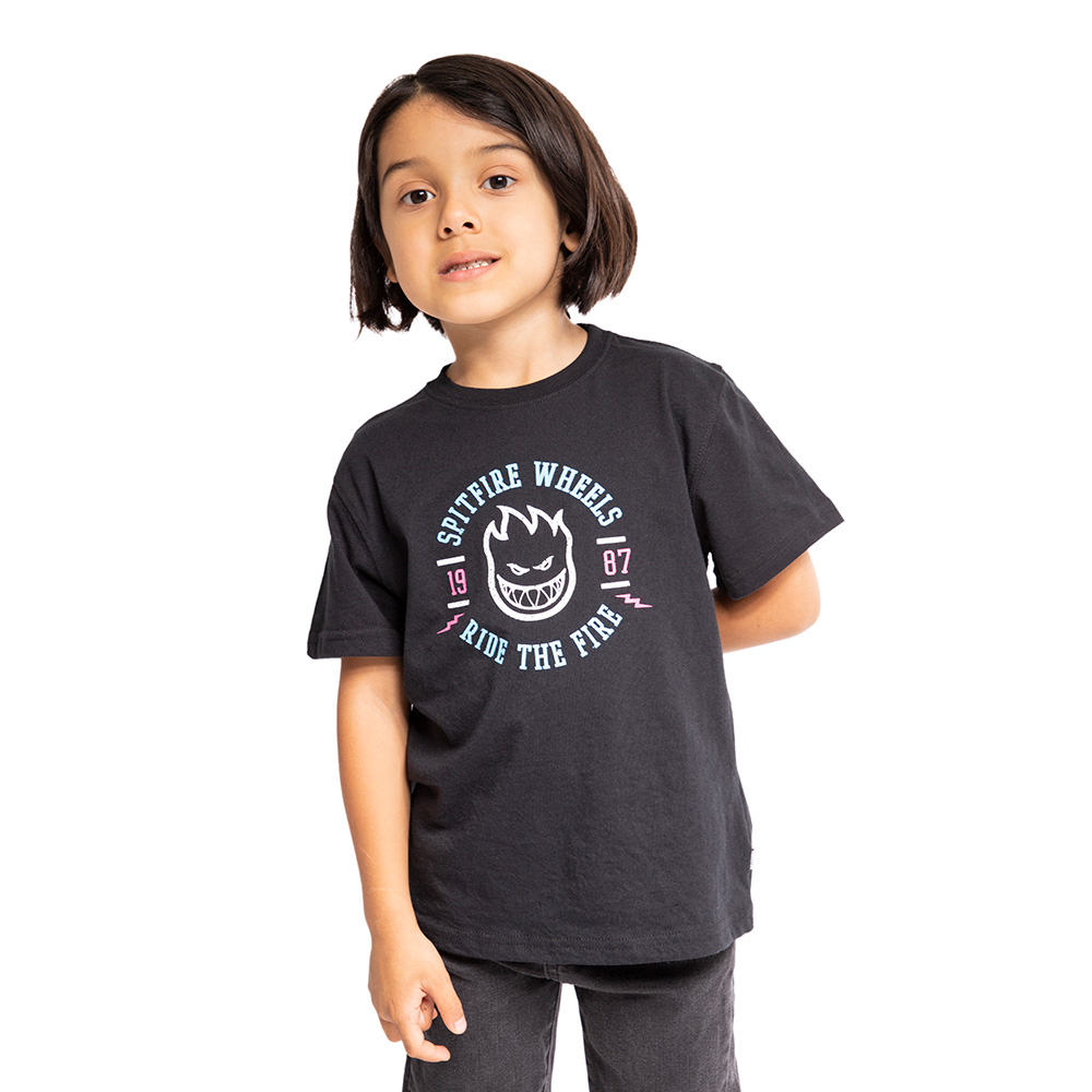 Polera Infantil Ride The Fire Negro Spitfire