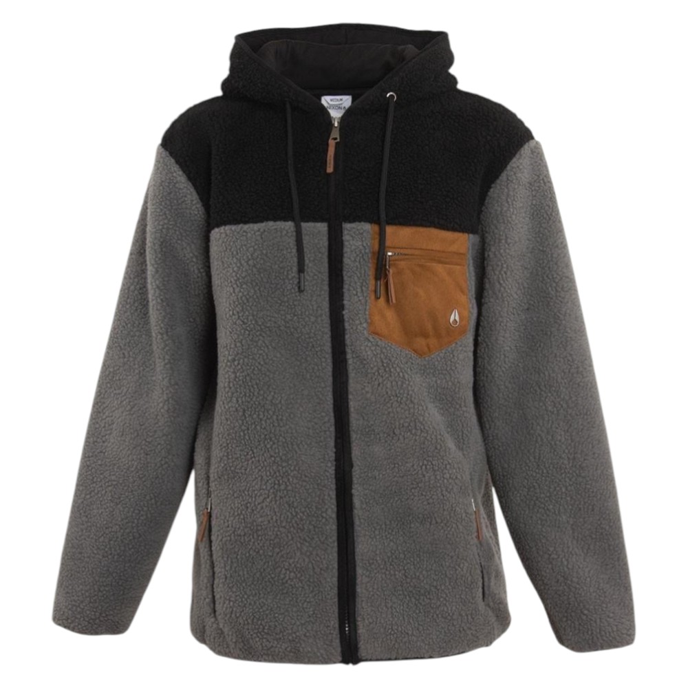 Polerón Hombre Nixon Sherpa Full Zipper Grey Black Brown