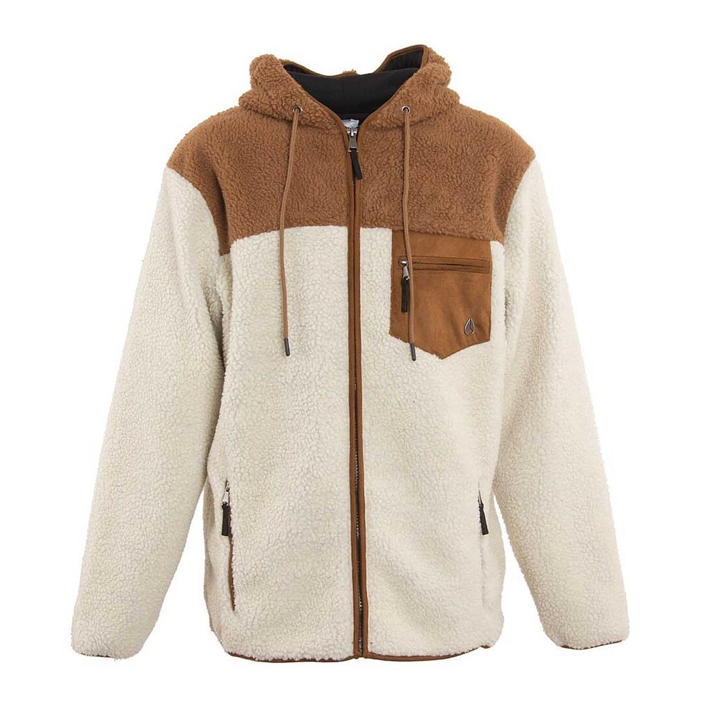 Polerón Hombre Sherpa Nixon Full Zipper Beige Brown Urbano