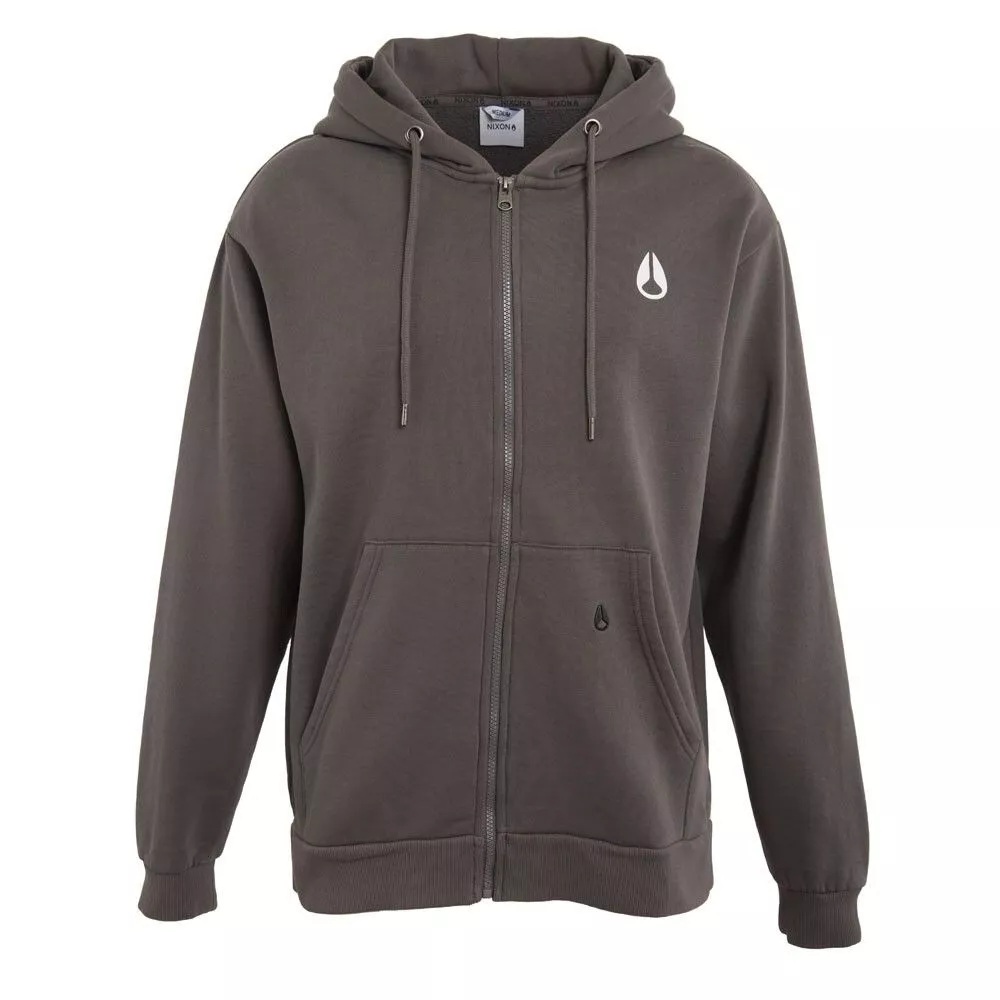Polerón Hombre Nixon Full Zipper Charcoal Double Logo