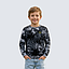 Poleron Liviano Crew Niño Reef Tie Dye Print Negro