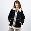 Chaqueta Sherpa Mujer Reef Buttons Negro Blanco