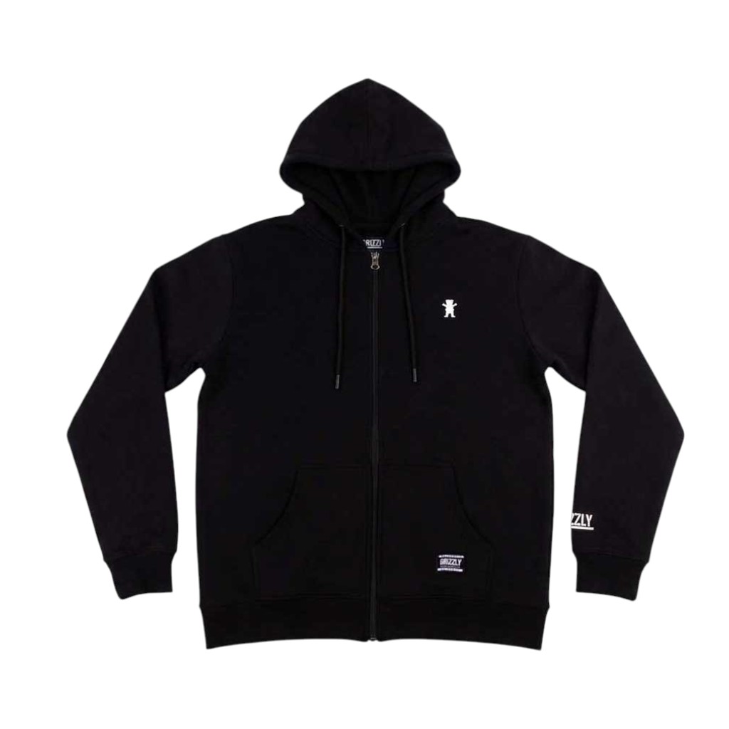 Polerón Full Zip Hombre Grizzly Griptape Embroidered OG Bear Negro
