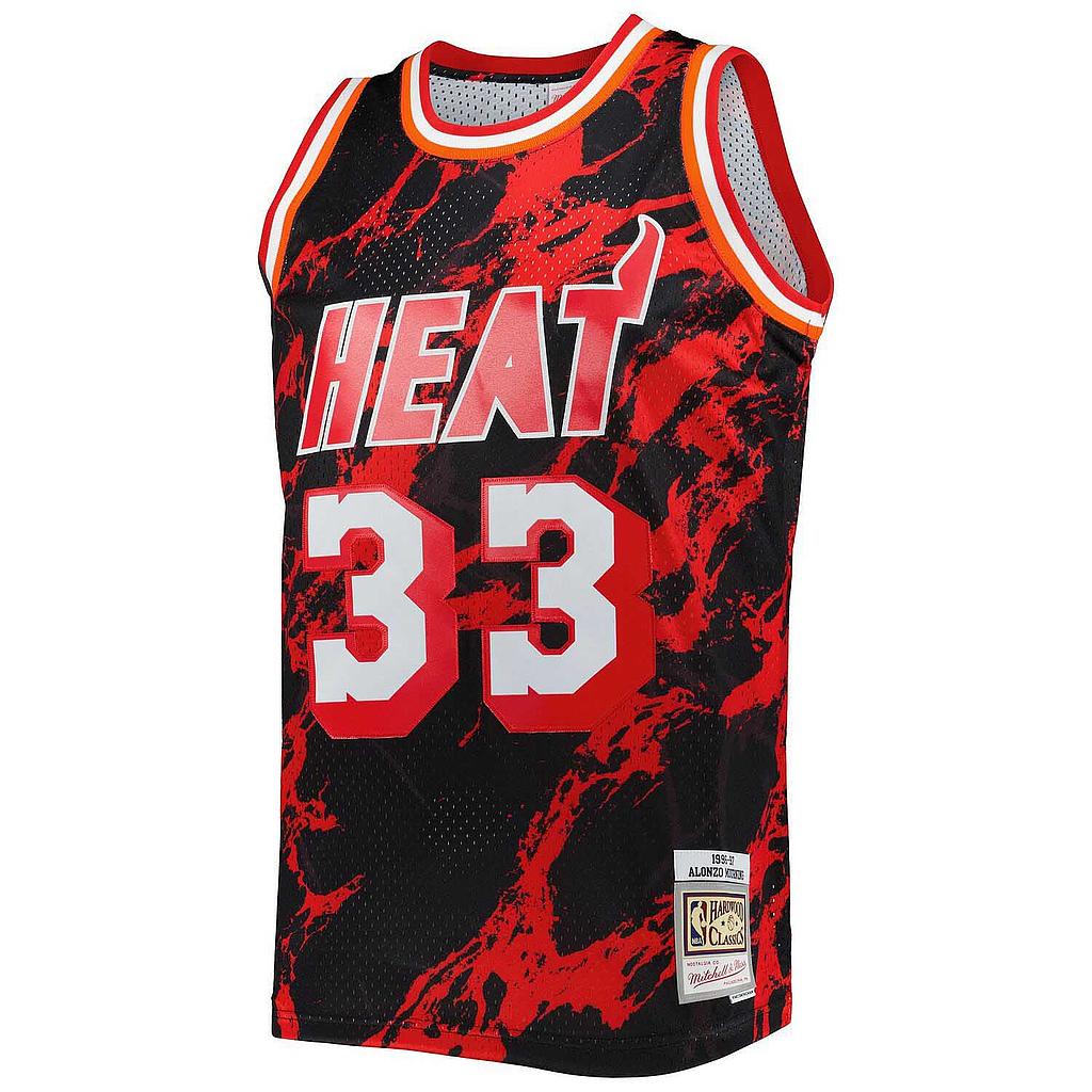 Camiseta Mitchell and Ness Miami Heat Alonzo Mourning 33 Marble