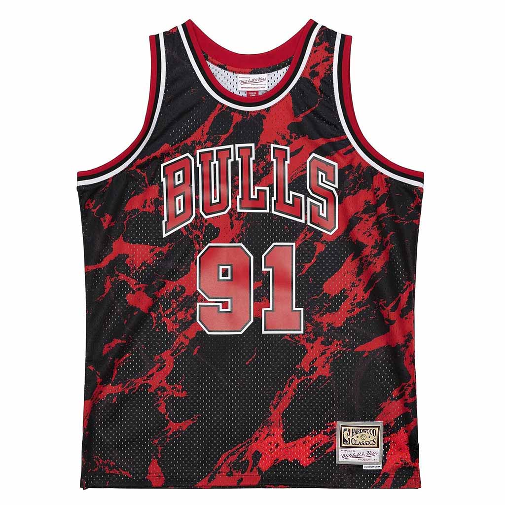 Camiseta Mitchell and Ness Chicago Bulls Dennis Rodman 91 Marble