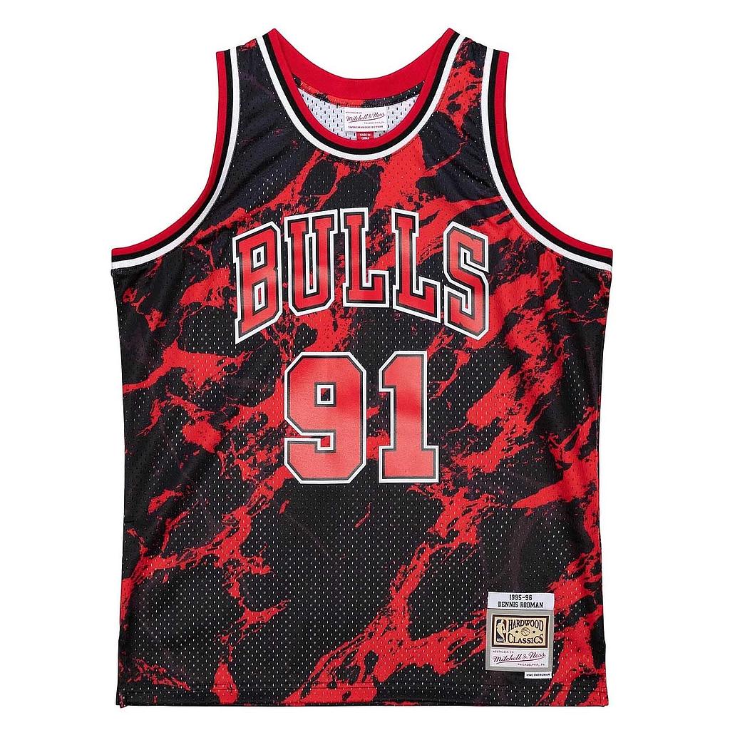 Camiseta Mitchell and Ness Chicago Bulls Dennis Rodman 91 Marble Talla 2XL