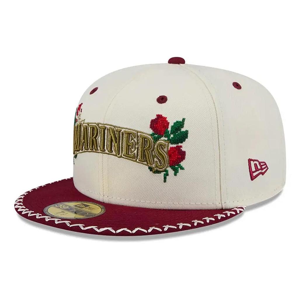 Jockey Gorra New Era 59fifty Mlb Seattle Mariners Novelty Stitch White