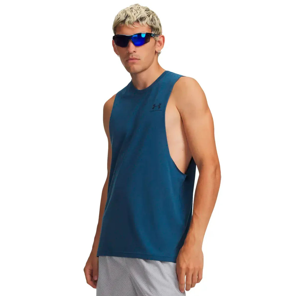 Polera Sin Manga Lifestyle Hombre Under Armour Azul