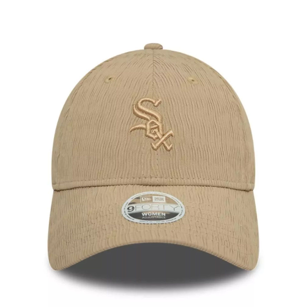 Jockey Gorro New Era Mujer 9Forty Chicago White Sox MLB Ruching Beige