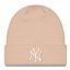 Gorro Beanie New Era New York Yankees MLB Wide Cuff Beige Mujer