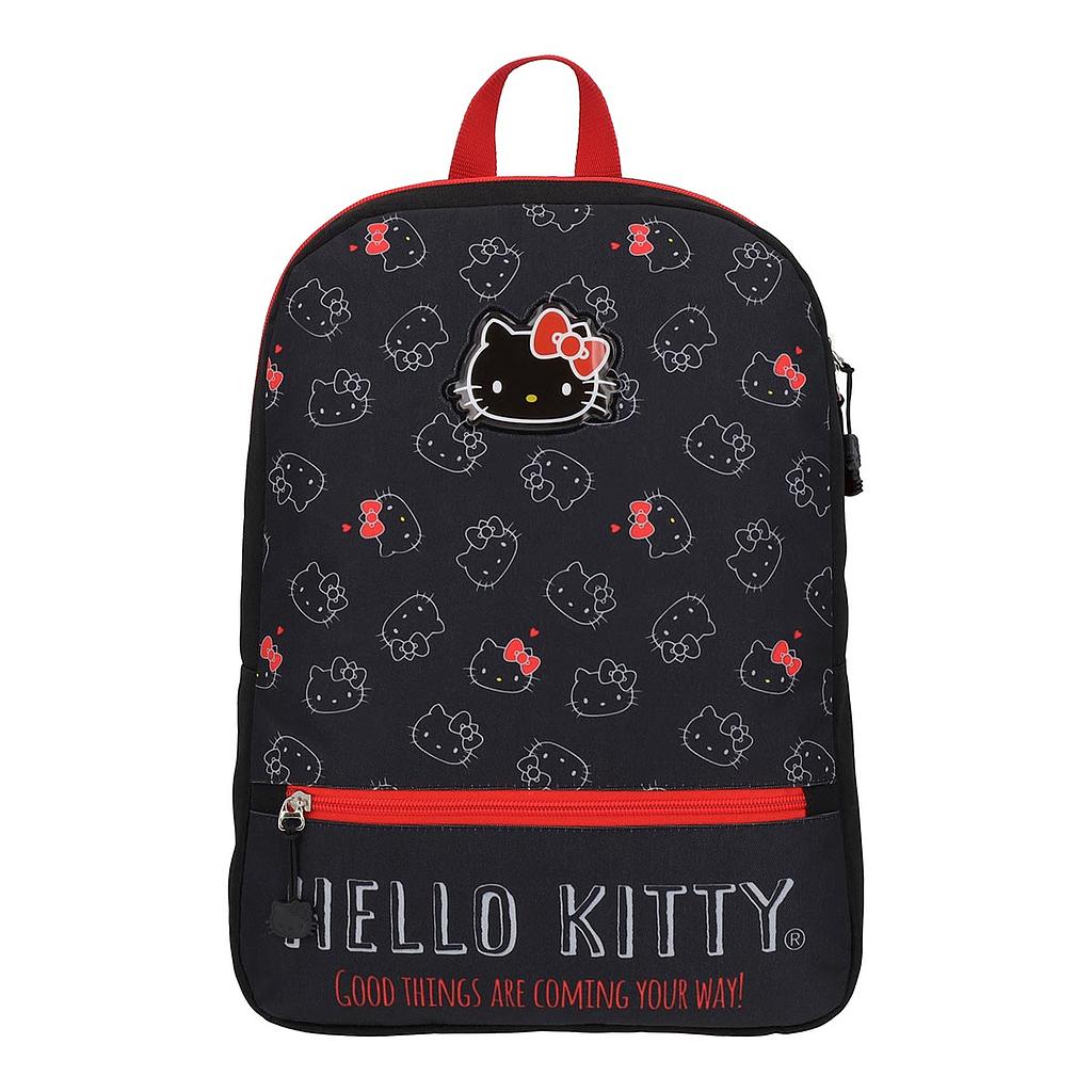 Mochila Hello Kitty Juvenil Negro Rojo 17L