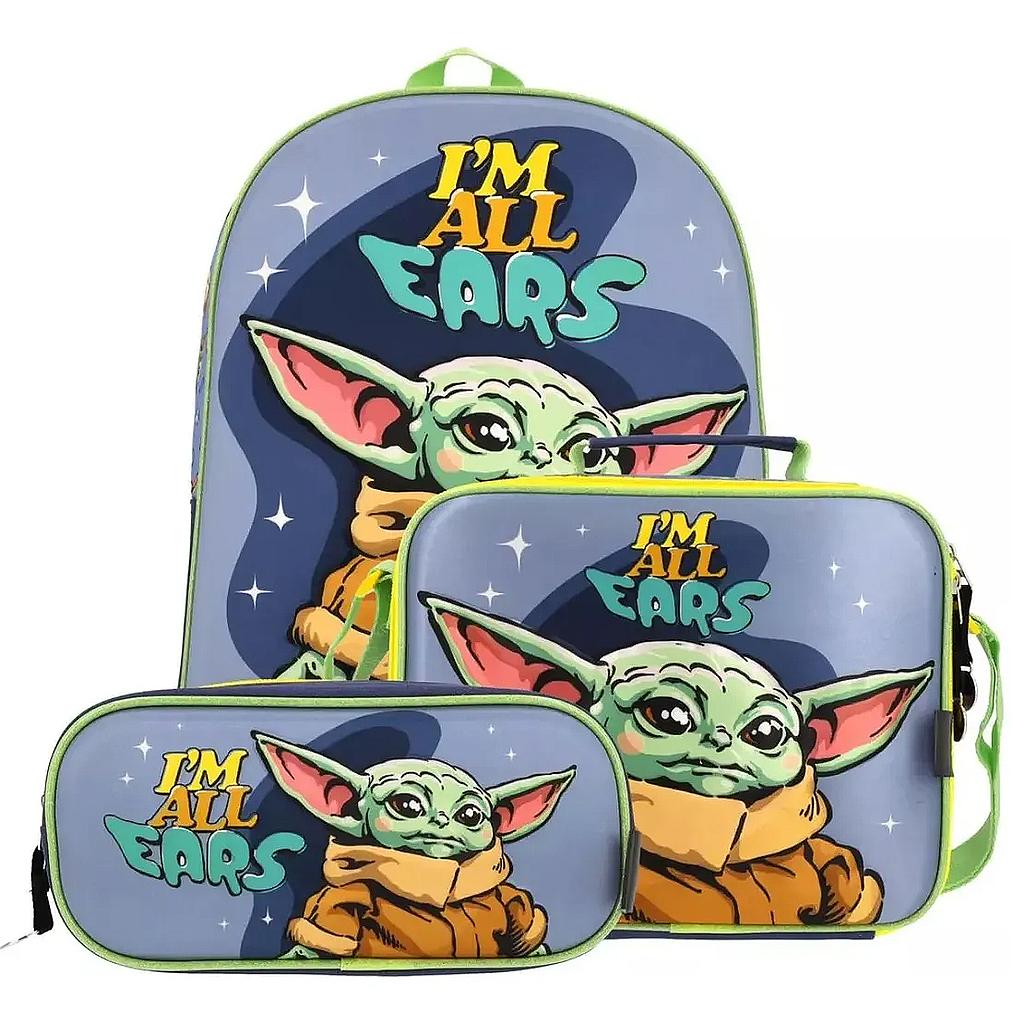 Set Mochilas 3 en 1 Star Wars Grogu Infantil 14L