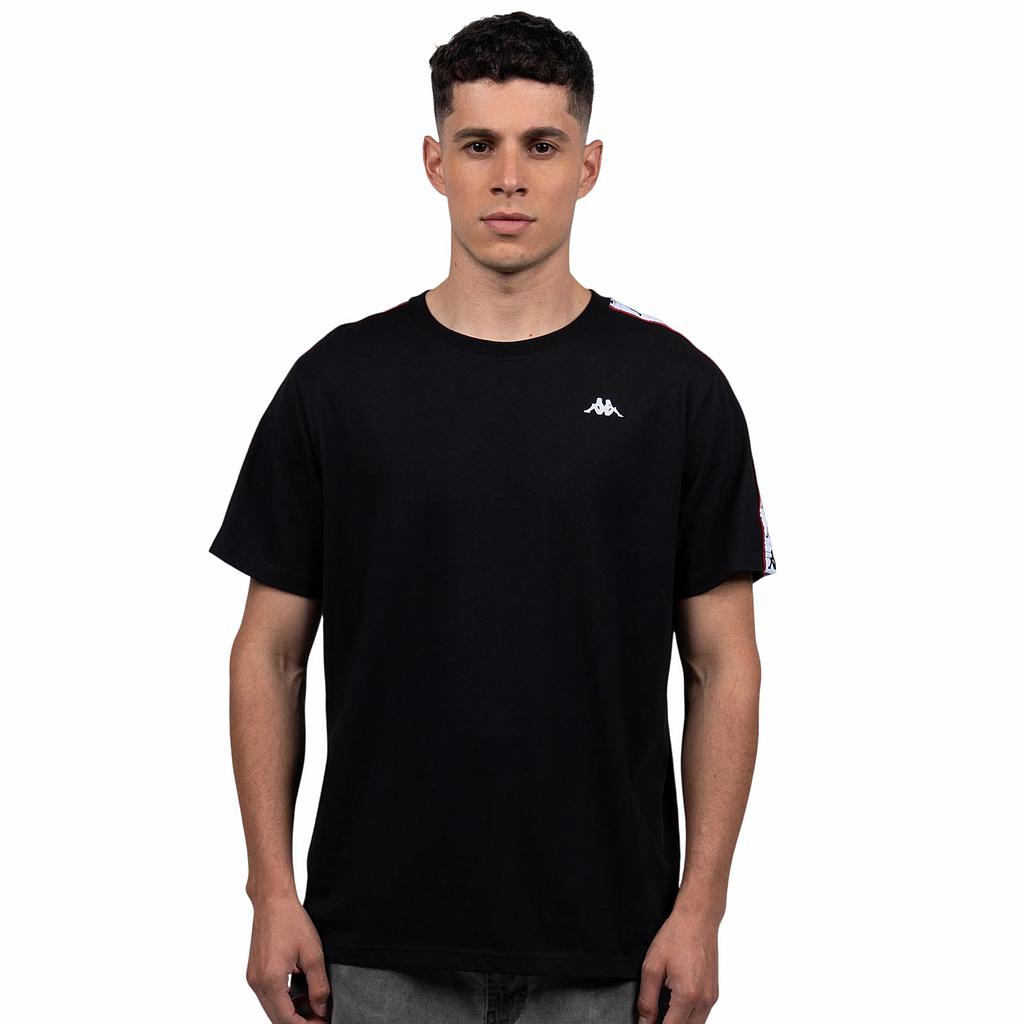 Polera Kappa Hombre Black Banda White i26