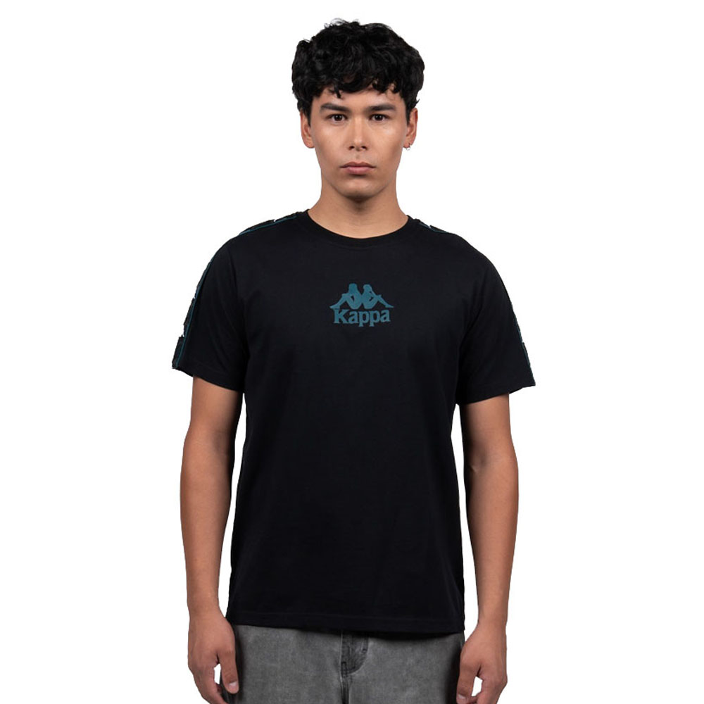 Polera Kappa Hombre Black Logo Front Negra