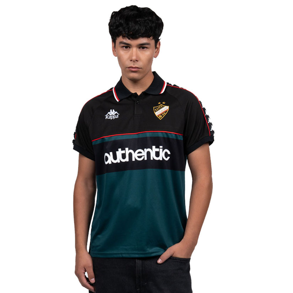 Polera Kappa Hombre Authentic Negro Verde