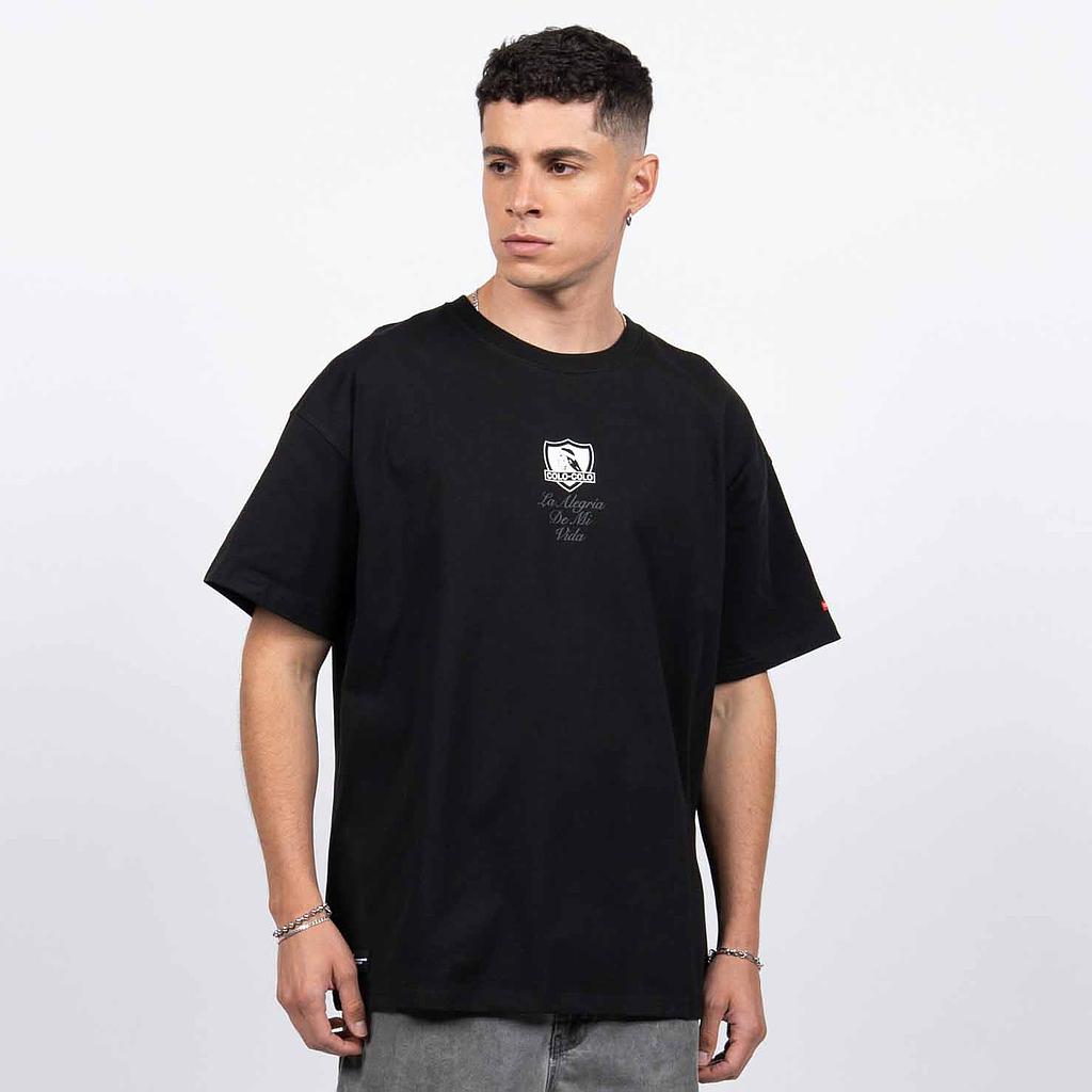 Polera Colo Colo Urbano "La Alegría de mi Vida" Negro