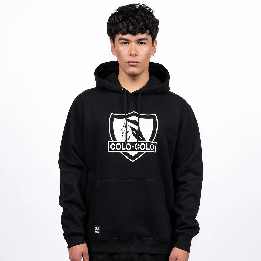 Poleron Hombre Hoodie Colo-Colo Urbano Escudo Negro