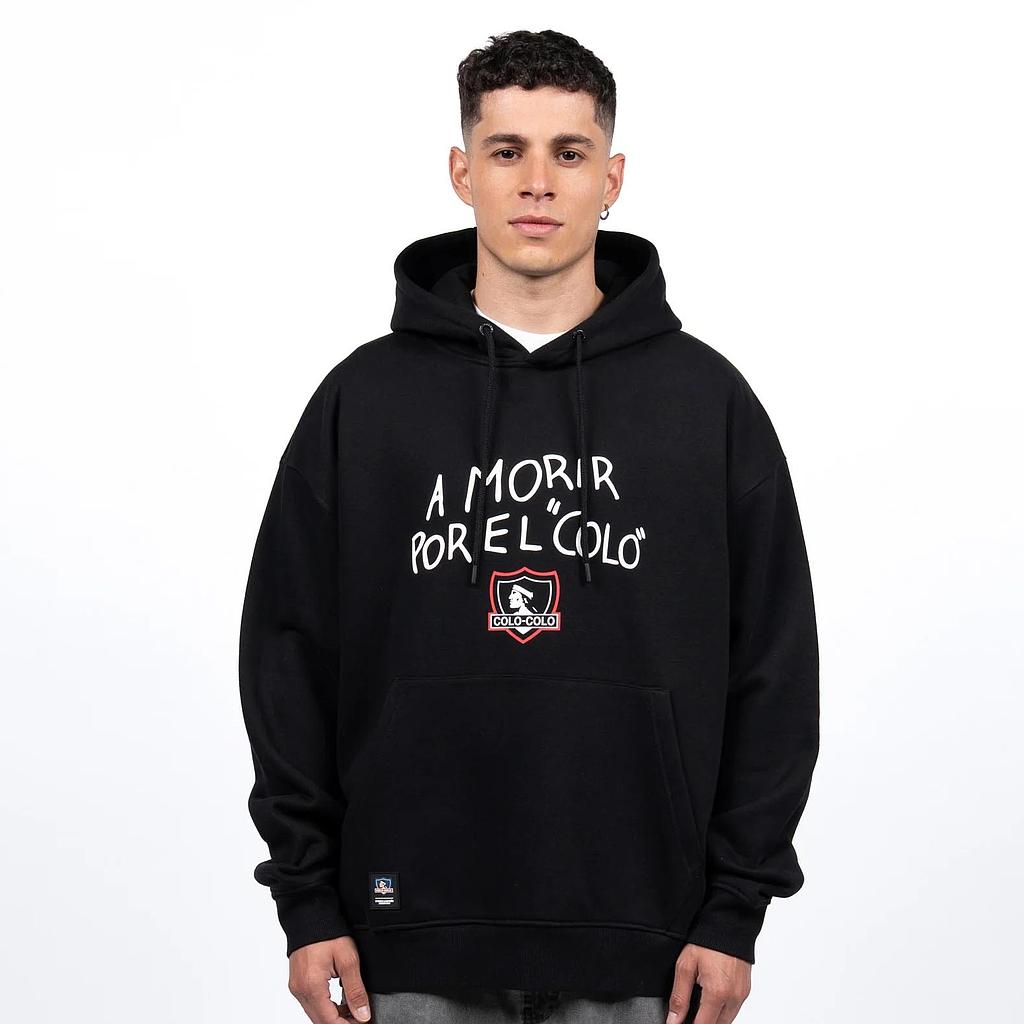 Poleron Hoodie Colo Colo Urbano "...Por El Colo" Negro