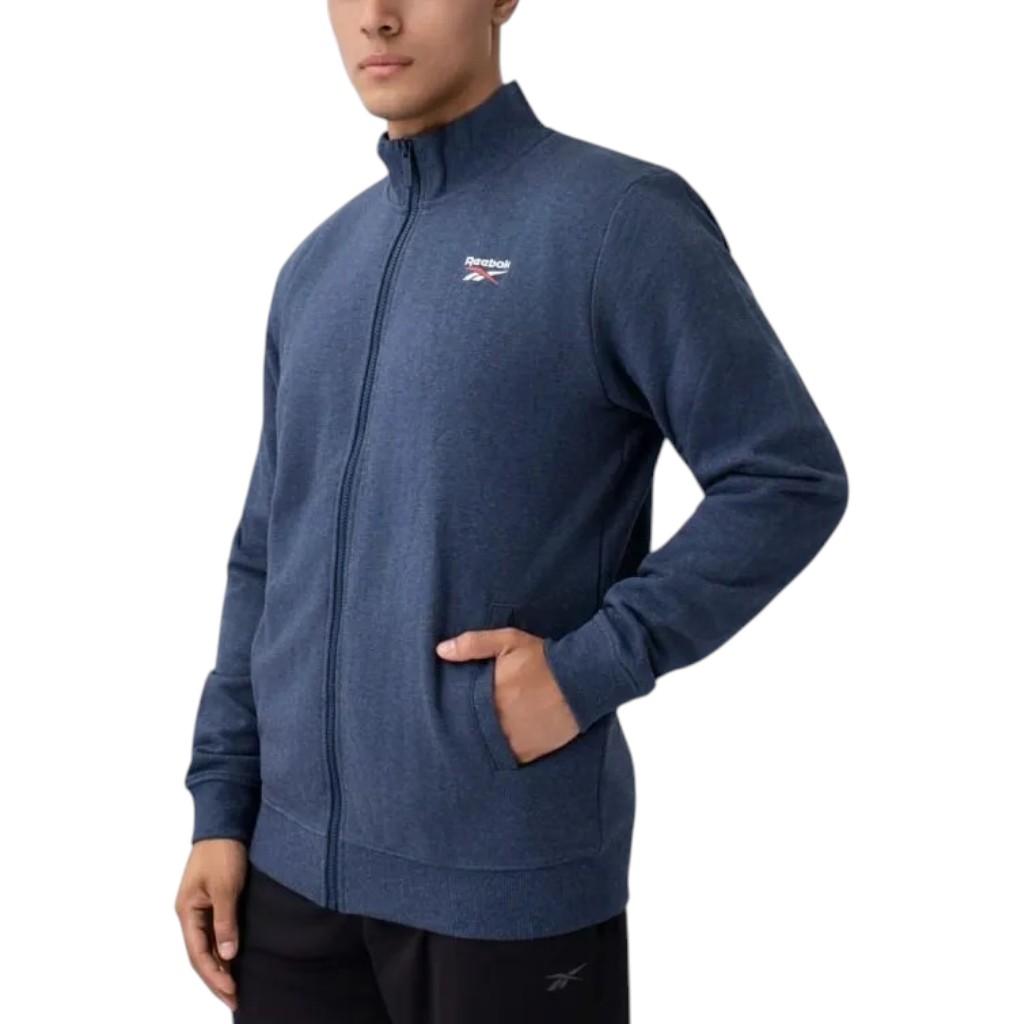 Polerón Reebok Hombre Deportivo Azul Navy Cierre Completo