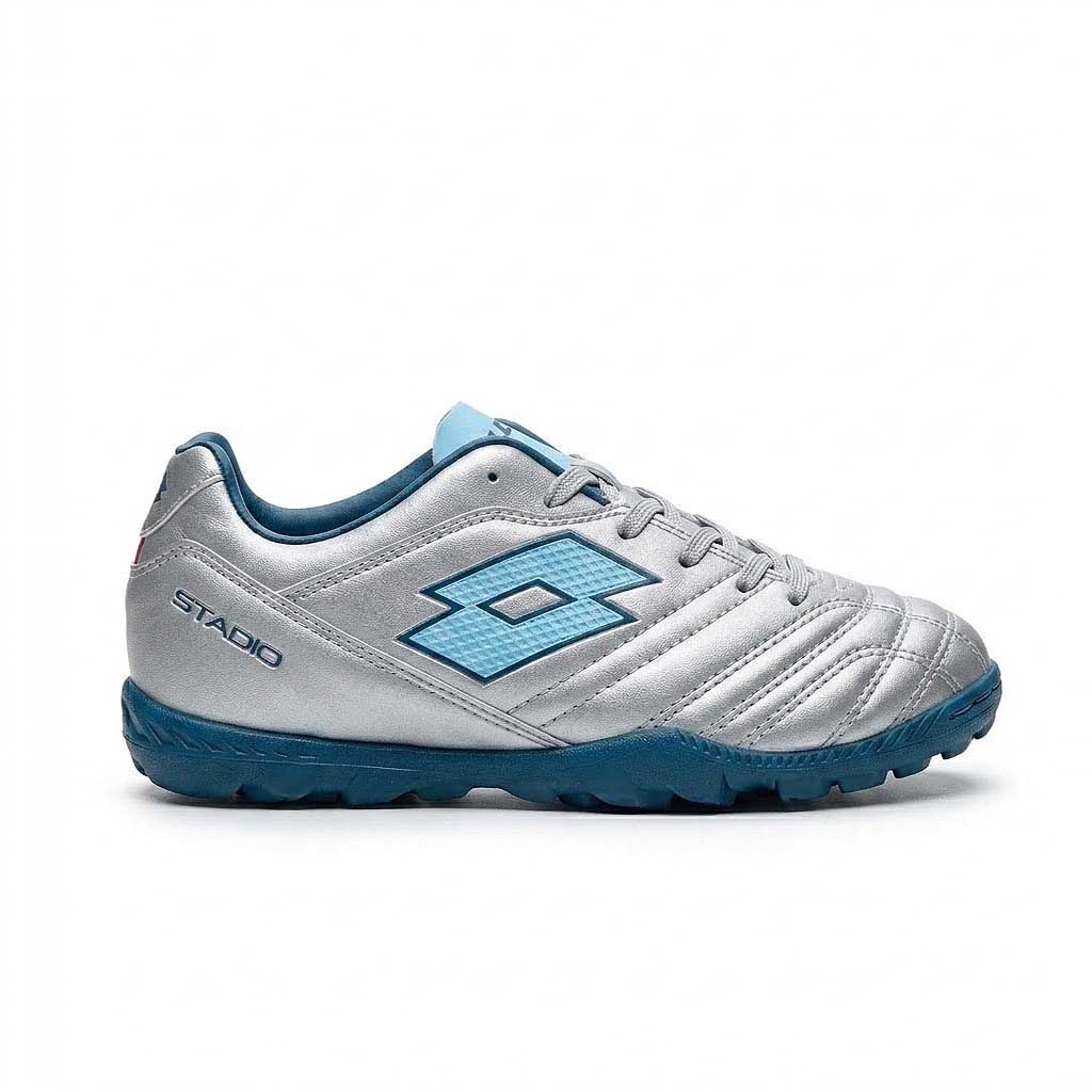 Zapatilla Baby Fútbol Niño Lotto Stadio 705 TF JR Gris Celeste