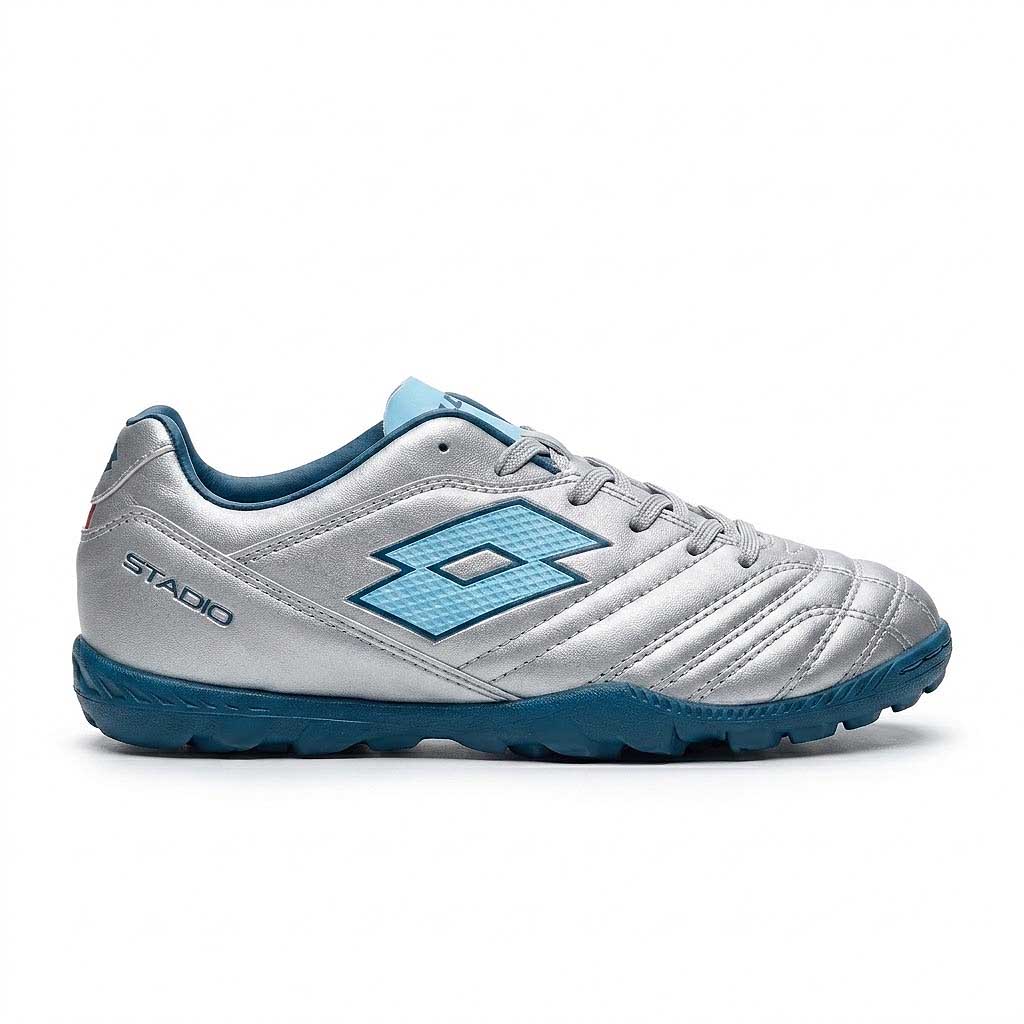 Zapatilla Baby Fútbol Juvenil Lotto Stadio 705 TF JR Gris Celeste