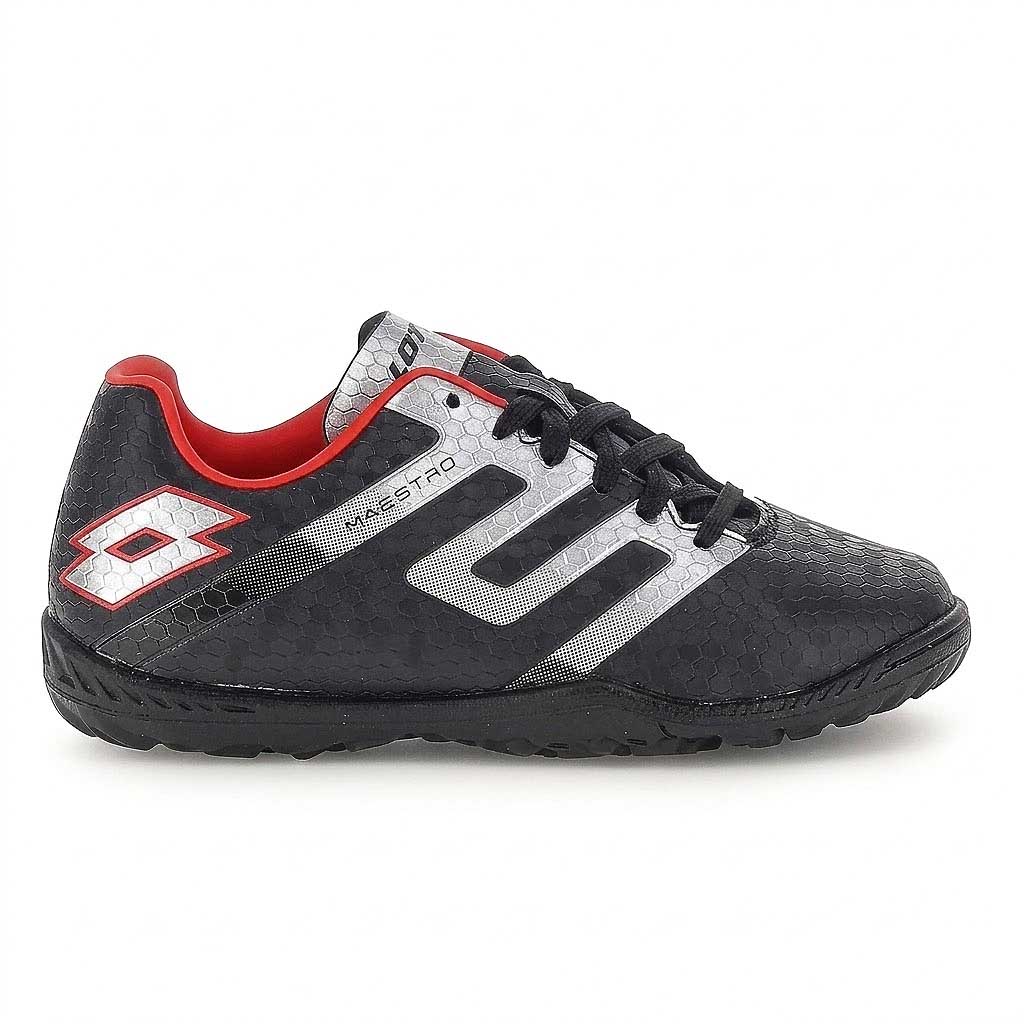Zapatilla Baby Futbol Tf Juvenil Lotto Maestro 700-V TF JR Negro Rojo