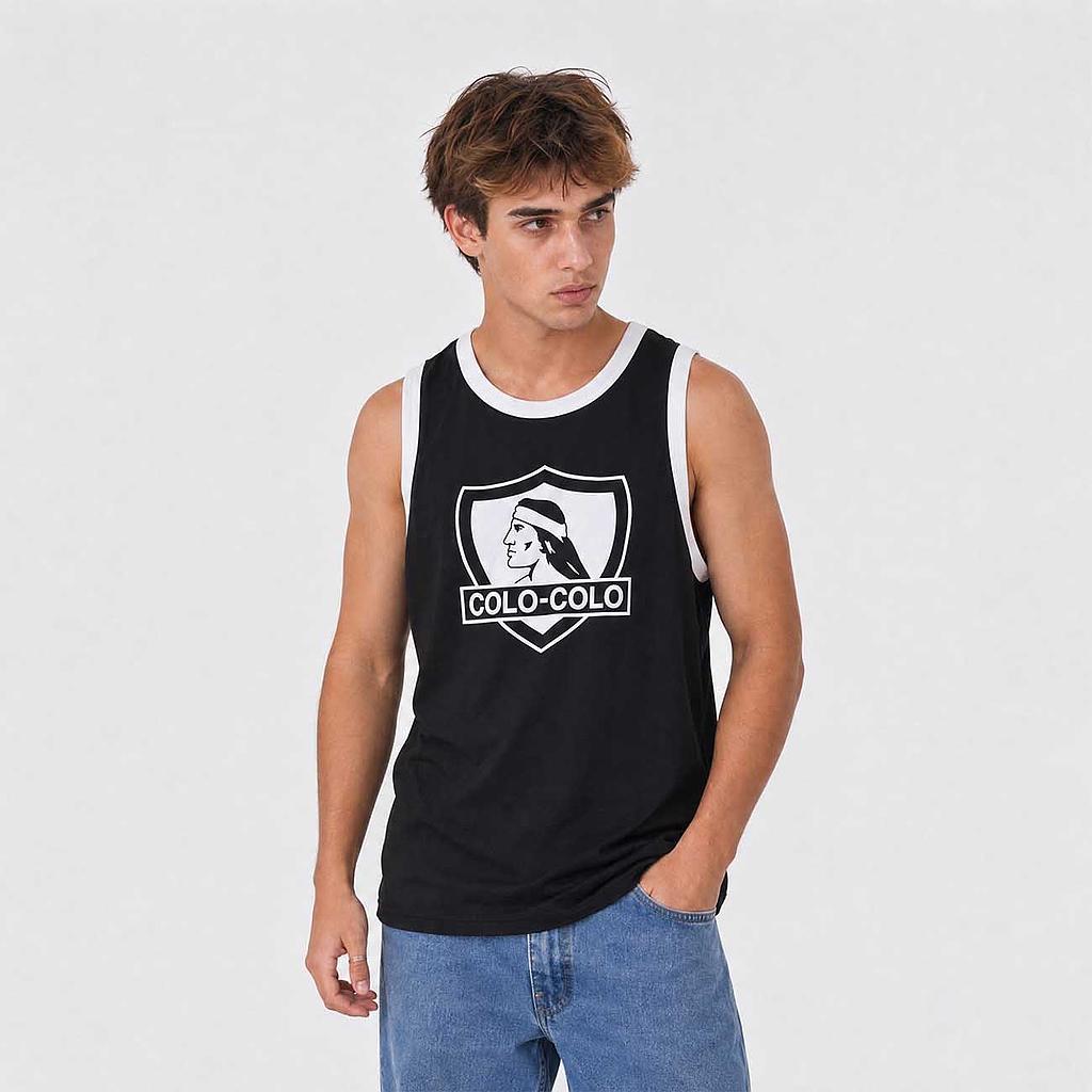 Polera Tank Top Hombre Colo Colo Negro Escudo
