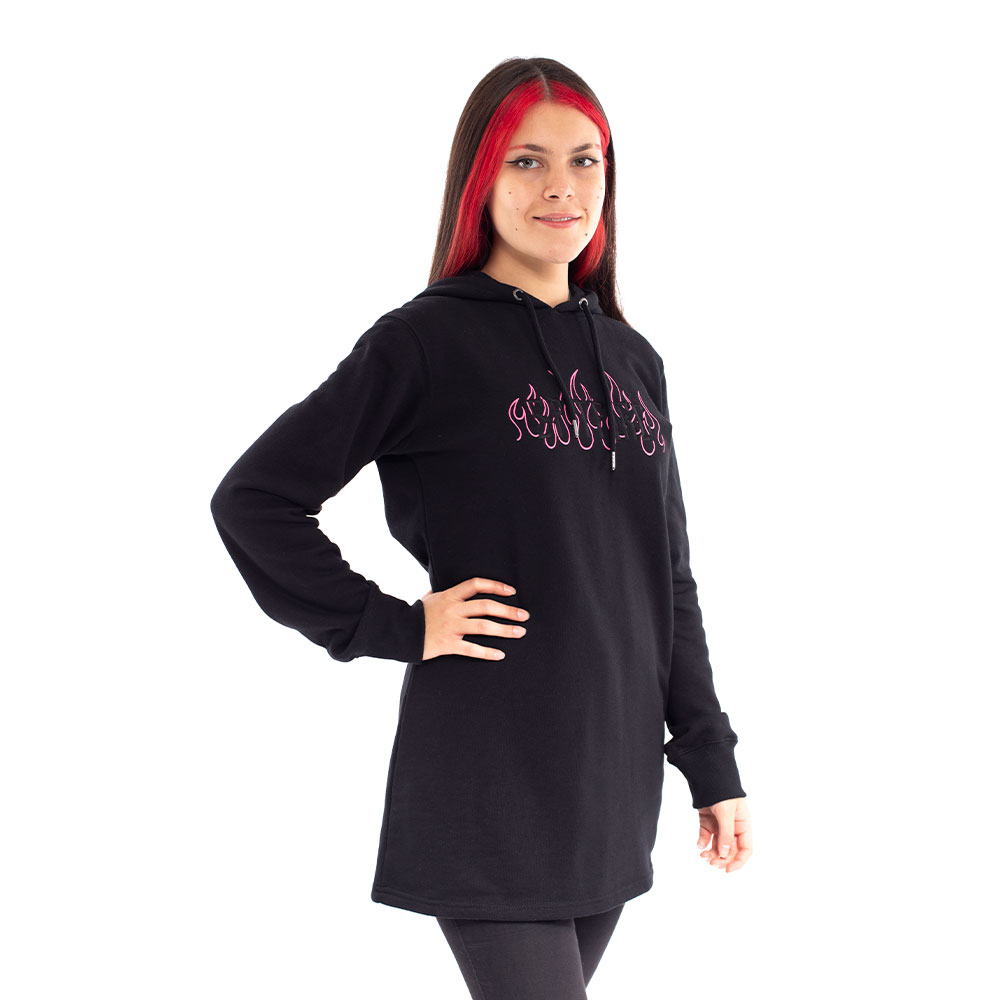 Polerón Hoodie Long Fit Mujer Unisex Spitfire Negro