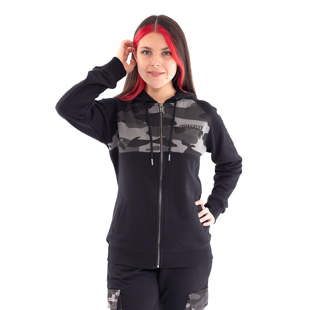 Polerón Con Cierre Y Capucha Mujer Spitfire Negro