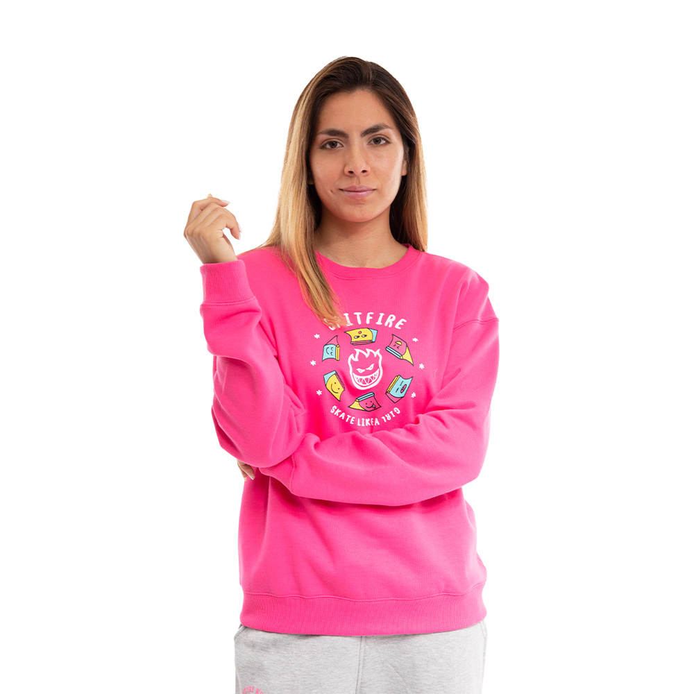 Polerón cuello redondo mujer spitfire skate like a girl fucsia