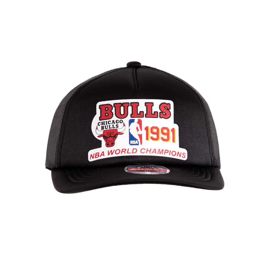 Jockey Gorro Trucker Chicago Bulls Curva Negro Mitchell And Ness