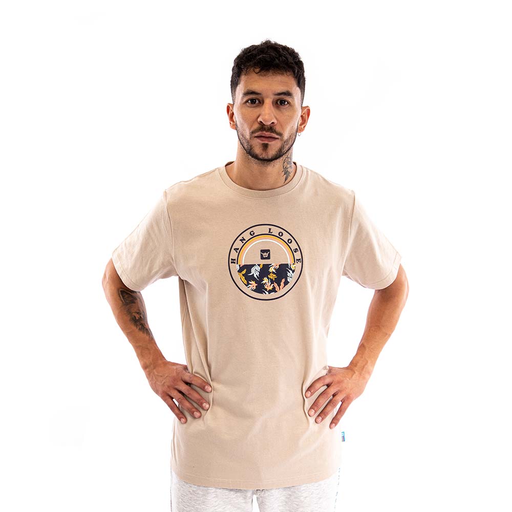 Polera Hombre Beige Flor Da Jamaica Hang Loose