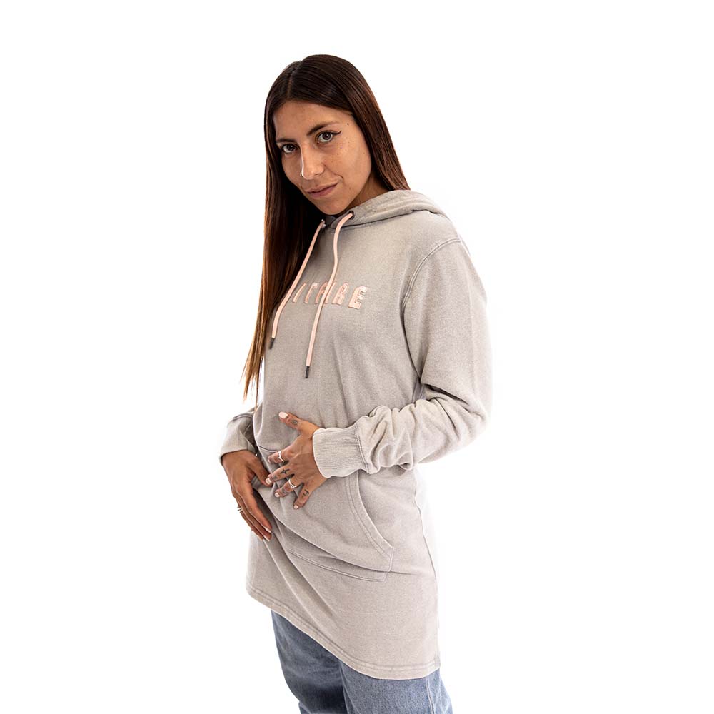 Polerón Hoodie Long Fit Mujer Spitfire Beige