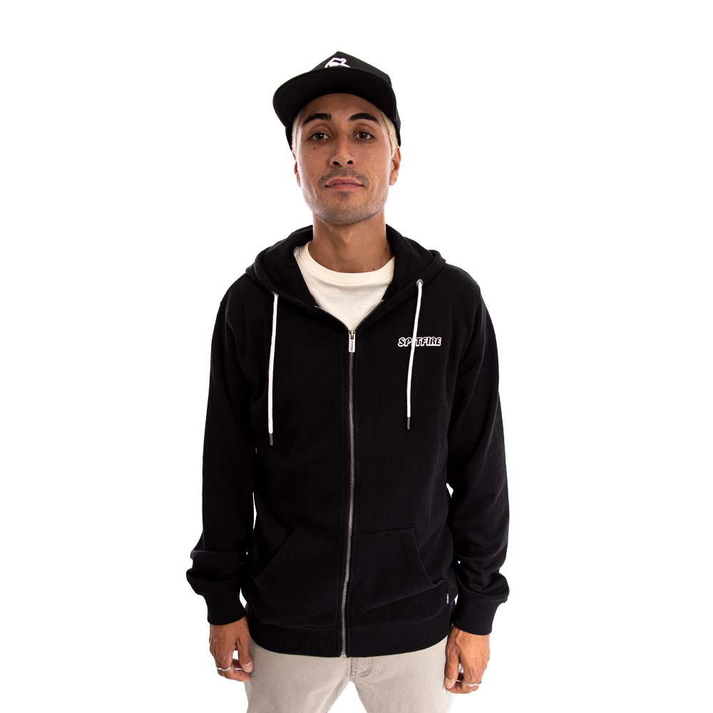 Polerón Negro Full Zipper Con Capucha Spitfire Hombre