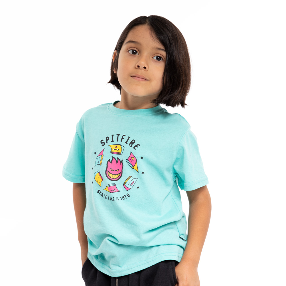 Polera Infantil Skate Like A Girl Turquesa Spitfire