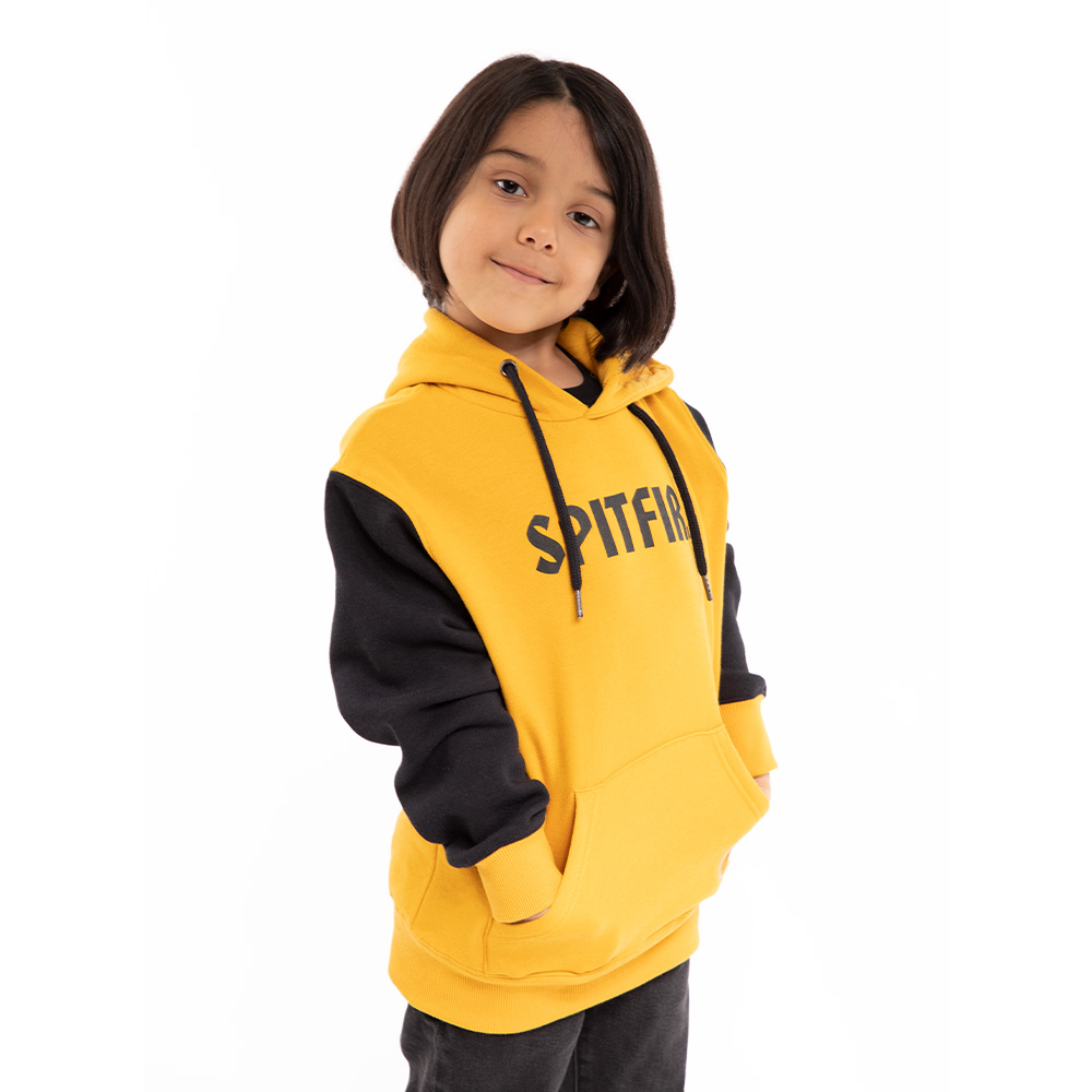 Polerón Hoodie Niño Spitfire Negro Amarillo