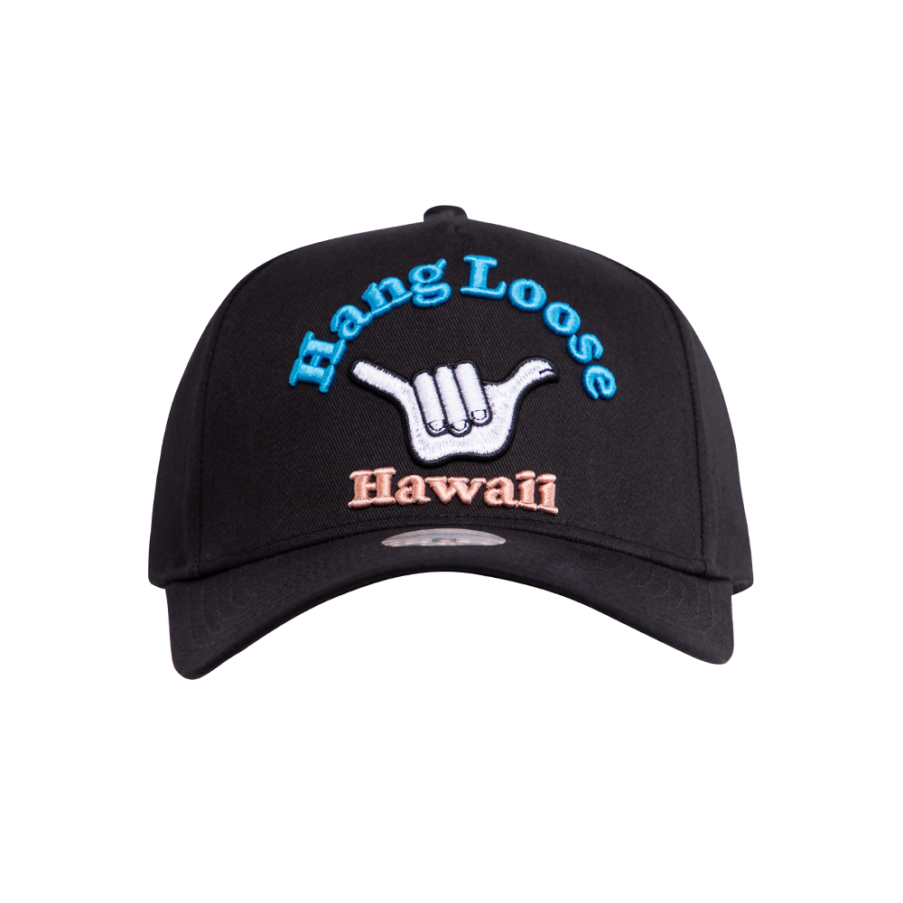 Gorro snapback hang loose negro bordado shaka