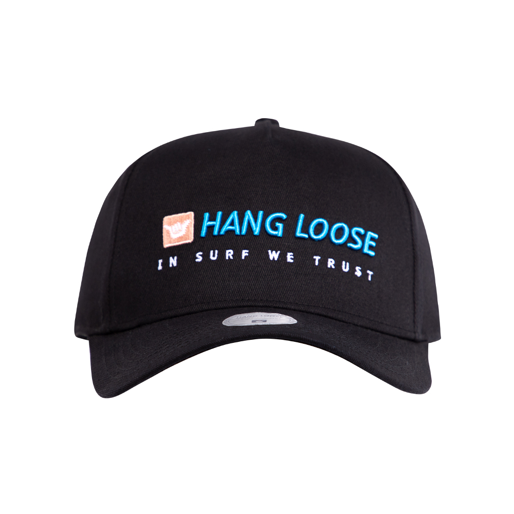 Gorro snapback hang loose negro bordado calipso