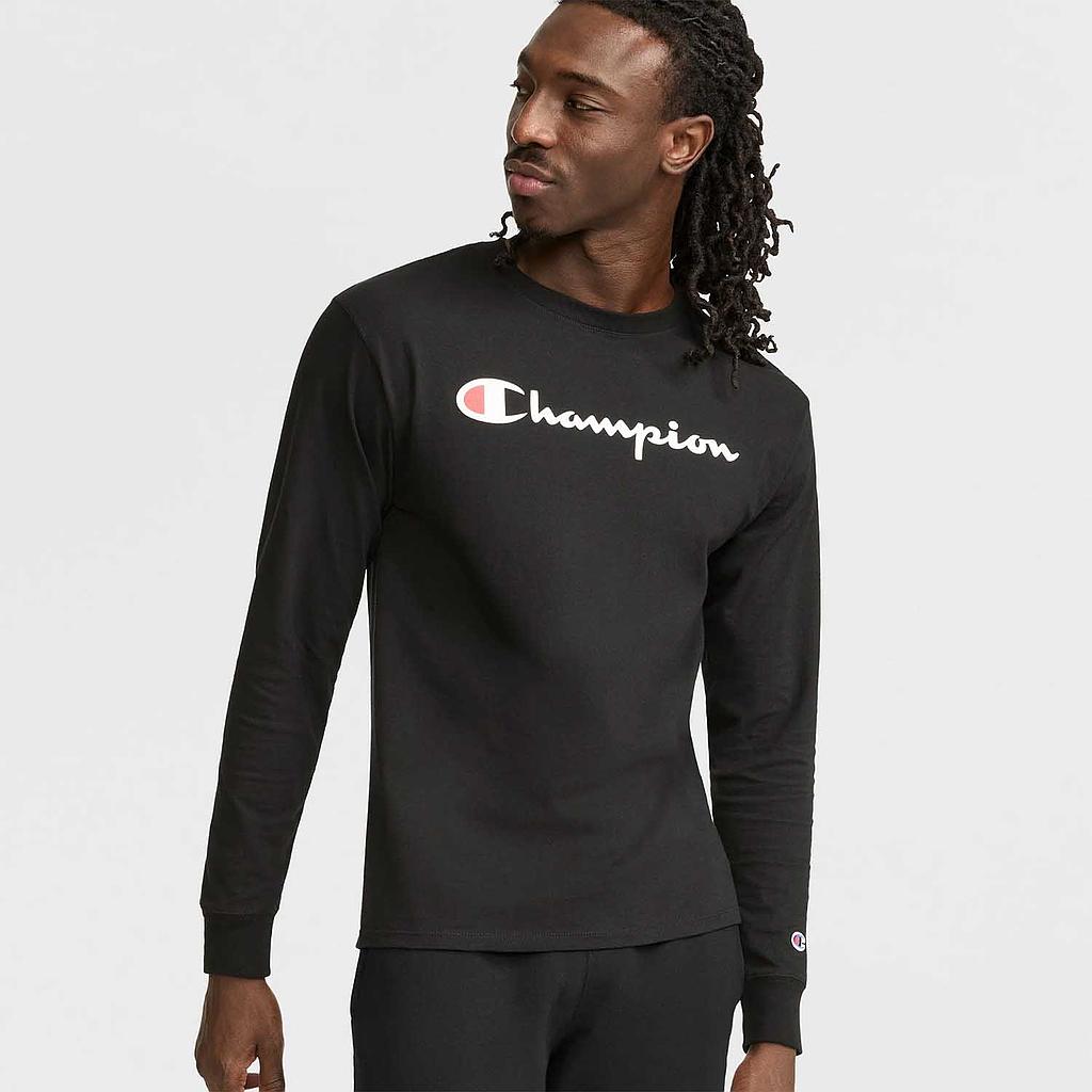 Polera Hombre Champion Negro Manga Larga Clásica