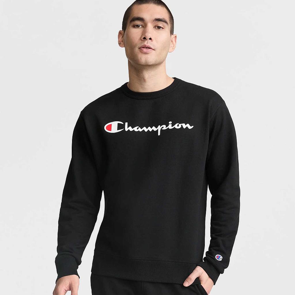 Poleron Hombre Champion Negro Crew