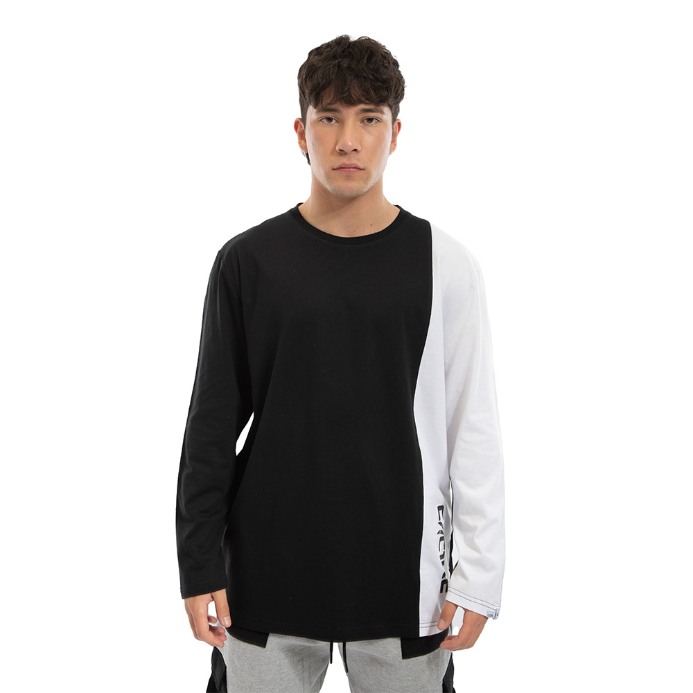 Polera Cac1ke Manga Larga Negro Blanco