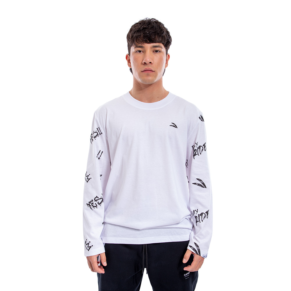 Polera Cac1ke Manga Larga Estampada Blanco