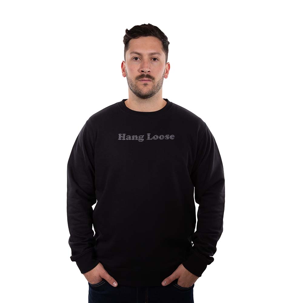 Poleron Hombre Crew Neck Salty Negro Hang Loose