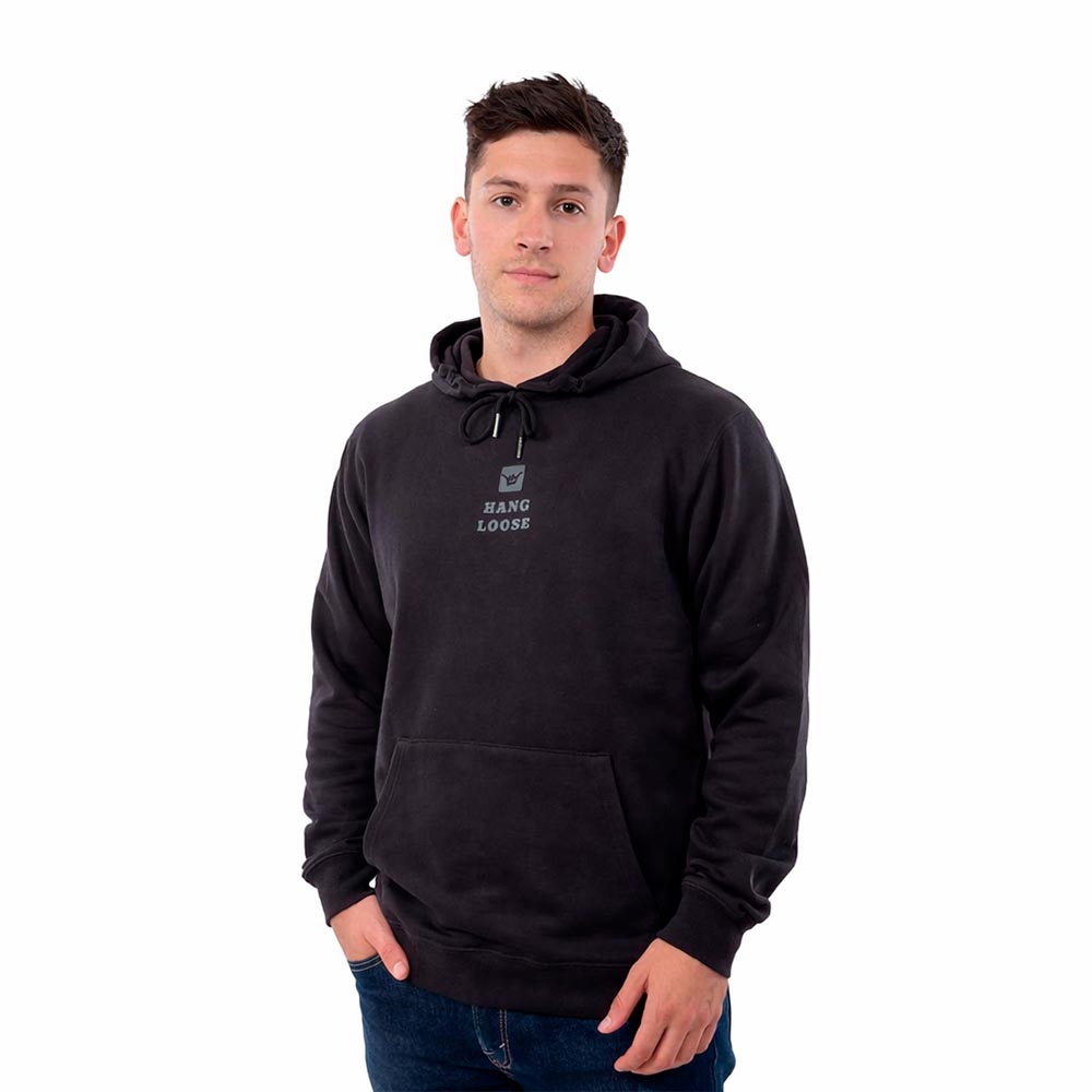 Poleron Hombre Hoodie Midlog Negro Hang Loose