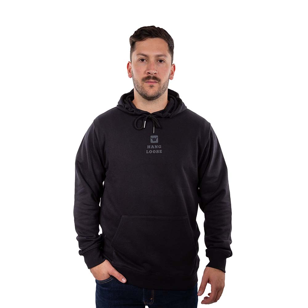 Poleron Hombre Hoodie Midlog Negro Hang Loose